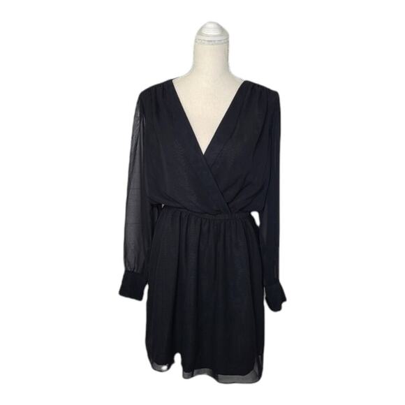 BCBGeneration Black Dress Longsleeve V-Neck Size Small - Picture 1 of 11